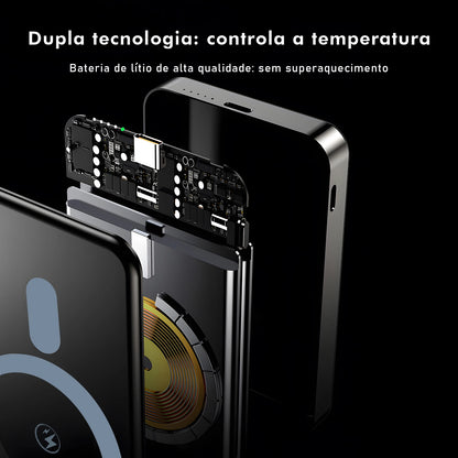 Power Bank Magnético Coibel com Carregamento Sem Fio Portátil