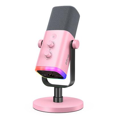 Microfone Dinâmico FIFINE AM8 USB/XLR RGB para Streaming, Podcast e Games