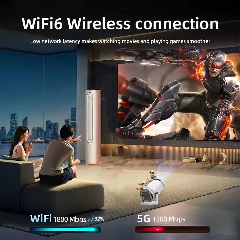 Projetor Smart HY300 HD Compatível com 4K para Filmes, Séries e Games