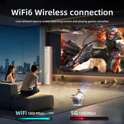 Projetor Smart HY300 HD Compatível com 4K para Filmes, Séries e Games