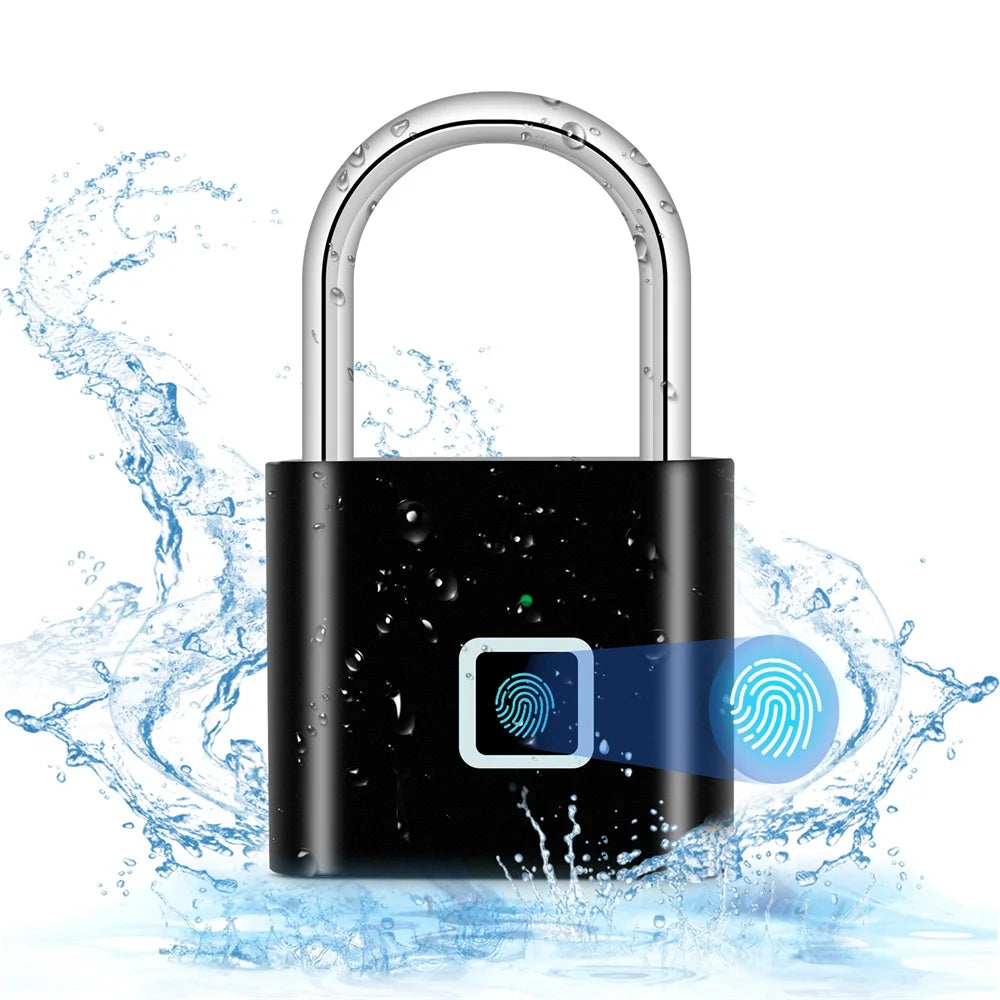 Cadeado Inteligente com Impressão Digital KERUI USB Recarregável à Prova d'Água