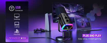 Microfone Dinâmico FIFINE AM8 USB/XLR RGB para Streaming, Podcast e Games