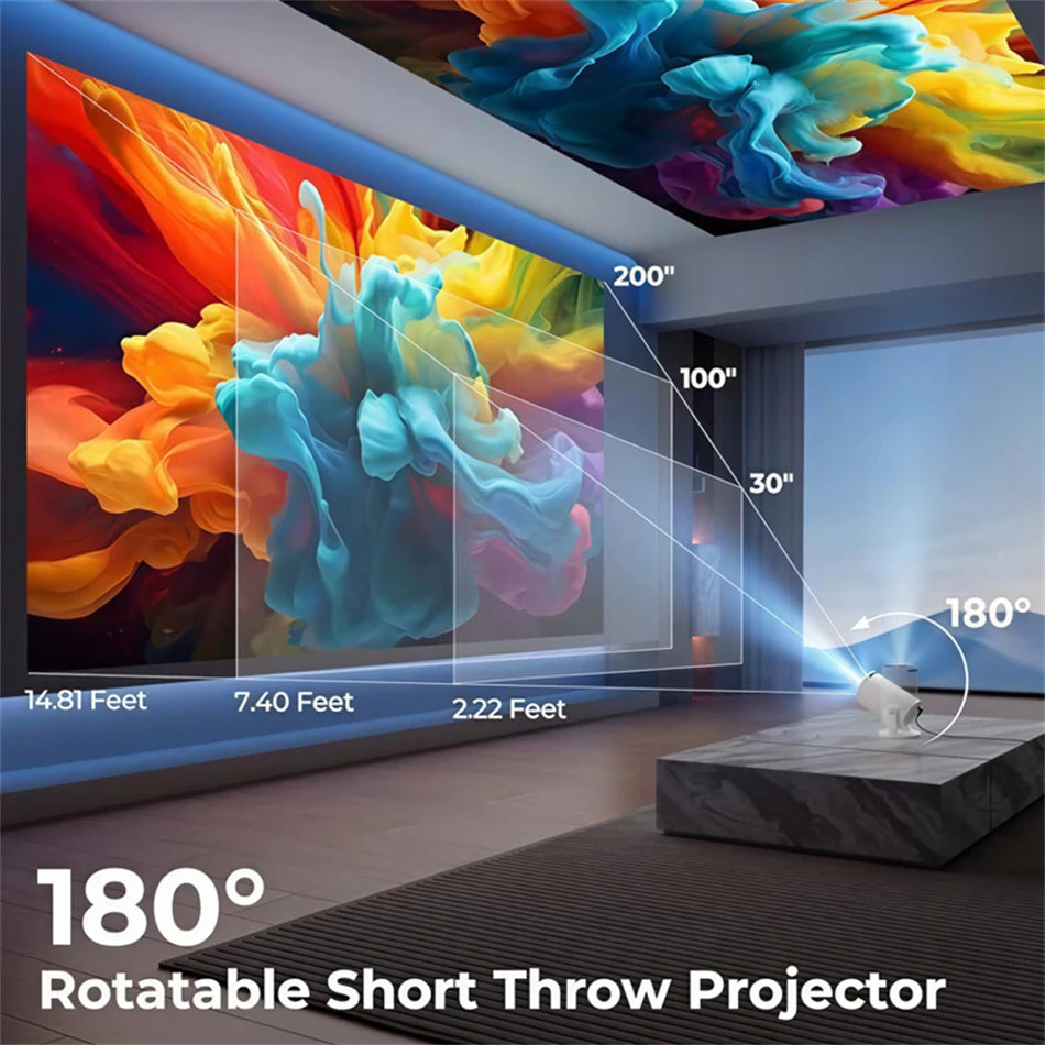 Projetor Smart HY300 HD Compatível com 4K para Filmes, Séries e Games