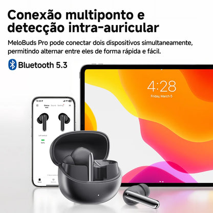 Fone de Ouvido QCY MeloBuds Pro Bluetooth 5.3 ANC Hi-Res com Cancelamento de Ruído