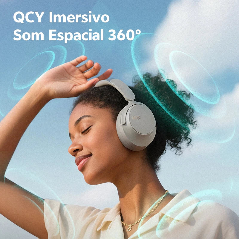 Headphone QCY H3S Hi-Res LDAC ANC Adaptativo Bluetooth 6.0 com Áudio Espacial
