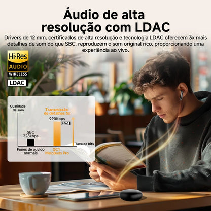 Fone de Ouvido QCY MeloBuds Pro Bluetooth 5.3 ANC Hi-Res com Cancelamento de Ruído