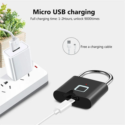 Cadeado Inteligente com Impressão Digital KERUI USB Recarregável à Prova d'Água