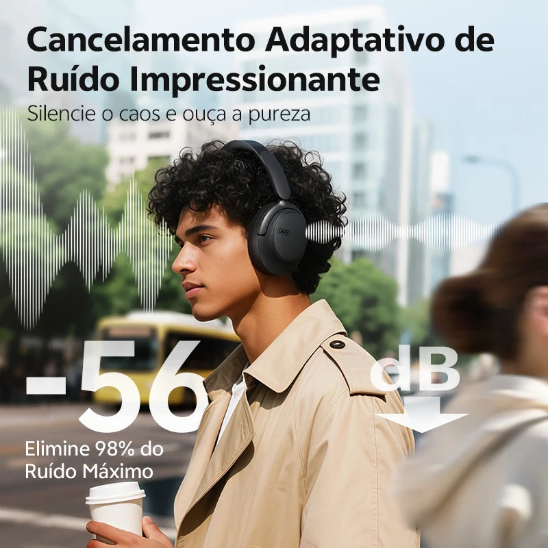Headphone QCY H3S Hi-Res LDAC ANC Adaptativo Bluetooth 6.0 com Áudio Espacial