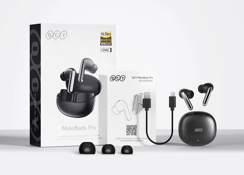 Fone de Ouvido QCY MeloBuds Pro Bluetooth 5.3 ANC Hi-Res com Cancelamento de Ruído