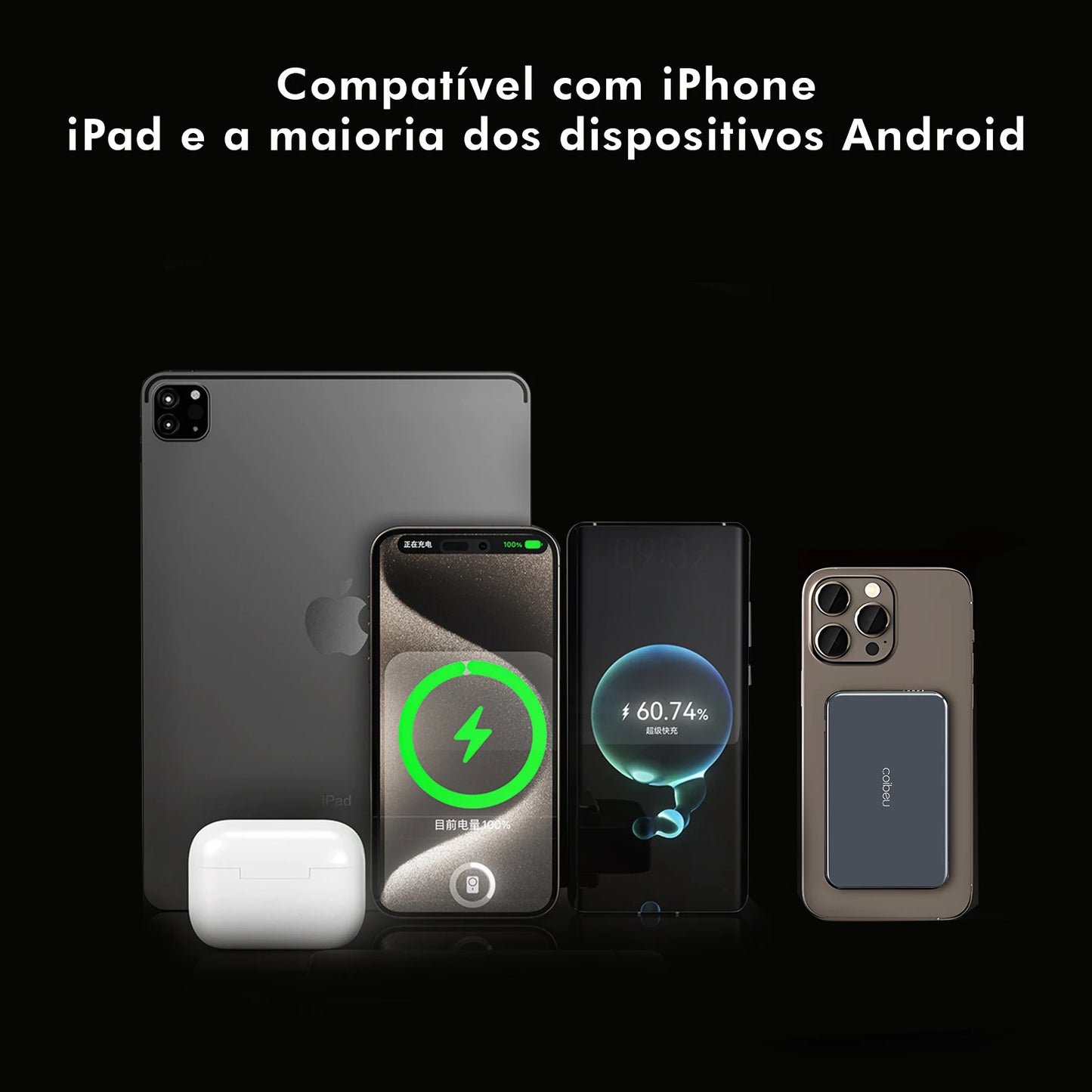 Power Bank Magnético Coibel com Carregamento Sem Fio Portátil
