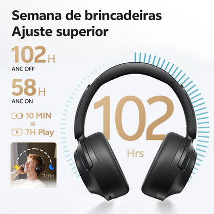 Headphone QCY H3S Hi-Res LDAC ANC Adaptativo Bluetooth 6.0 com Áudio Espacial