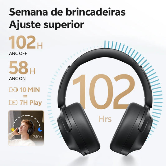 Headphone QCY H3S Hi-Res LDAC ANC Adaptativo Bluetooth 6.0 com Áudio Espacial