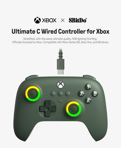 Controle Gamer 8BitDo Ultimate C com Fio para Xbox RGB e Hall