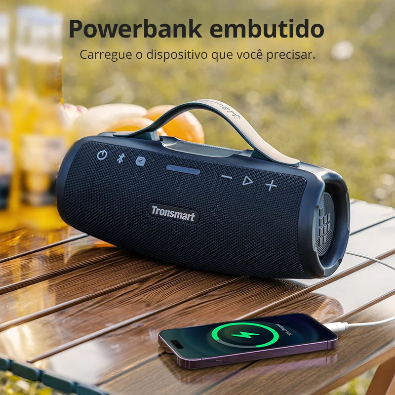 Caixa de Som Bluetooth Tronsmart Mirtune S100 50W IPX7 com Powerbank Integrado