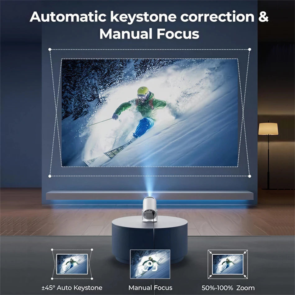 Projetor Smart HY300 HD Compatível com 4K para Filmes, Séries e Games