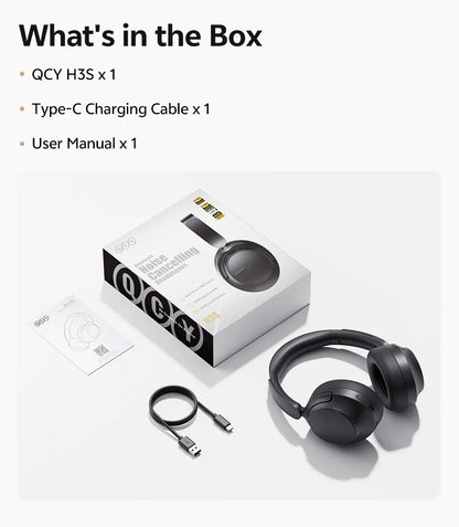 Headphone QCY H3S Hi-Res LDAC ANC Adaptativo Bluetooth 6.0 com Áudio Espacial