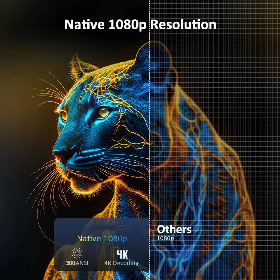 Projetor Smart HY300 HD Compatível com 4K para Filmes, Séries e Games